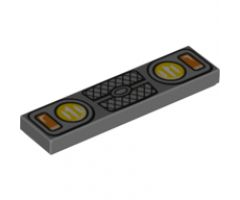 Tile 1 x 4 with Yellow and Orange Headlights and Grille Pattern