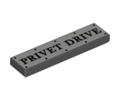 Tile 1 x 4 with Black 'PRIVET DRIVE' Road Sign Pattern