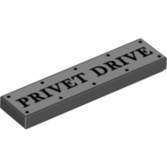 Tile 1 x 4 with Black 'PRIVET DRIVE' Road Sign Pattern