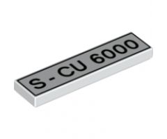 Tile 1 x 4 with Black 'S - CU 6000' License Plate Pattern