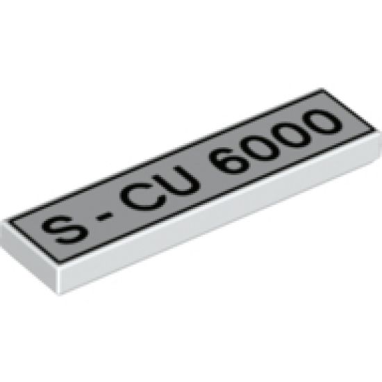 Tile 1 x 4 with Black 'S - CU 6000' License Plate Pattern