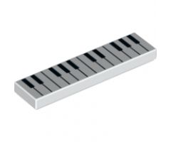 Tile 1 x 4 with Black and White Piano Keys Pattern