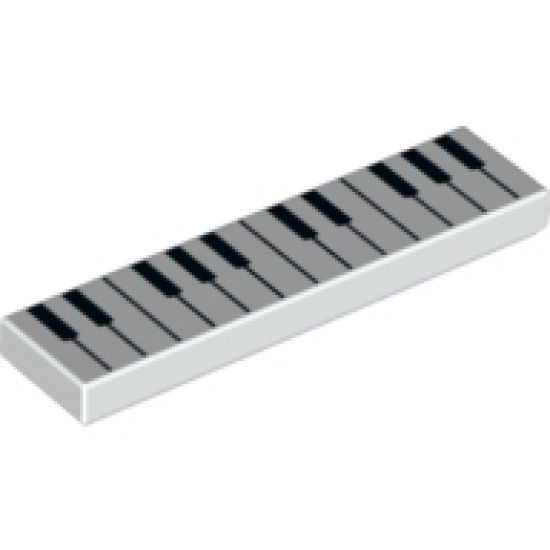 Tile 1 x 4 with Black and White Piano Keys Pattern