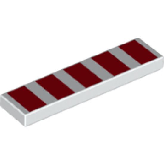 Tile 1 x 4 with 5 Red Wide Stripes Pattern