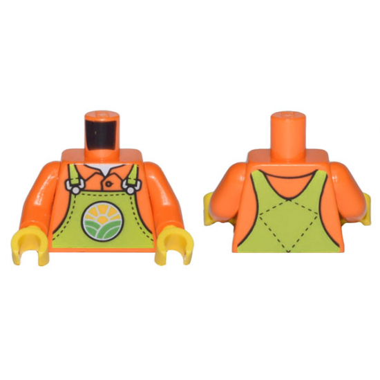 Torso Lime Overalls with Bright Green Hills and Yellow Sun over Shirt with Collar Pattern / Orange Arms / Yellow Hands