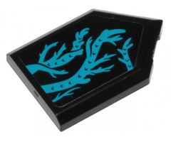 Tile, Modified 2 x 3 Pentagonal with Dark Azure Seaweed Pattern (Sticker) - Set 70433