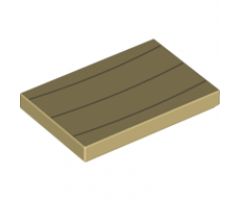 Tile 2 x 3 with 3 Dark Tan Curved Lines Pattern (Boom Boom)