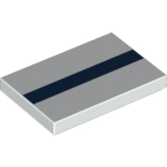 Tile 2 x 3 with Dark Blue Stripe Pattern