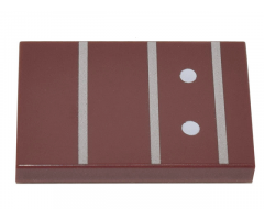 Tile 2 x 3 with Guitar Fretboard, Frets 10-13 with Fret Marker Inlays (3 Silver Lines and 2 White Dots) Pattern