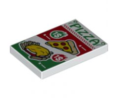 Tile 2 x 3 with Red and Green 'PIZZA' Ad Pattern