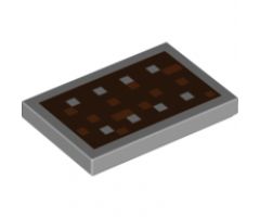 Tile 2 x 3 with 8 Silver Squares and Reddish Brown Squares on Dark Brown Background Pattern (Minecraft Shield)