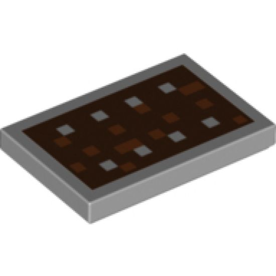 Tile 2 x 3 with 8 Silver Squares and Reddish Brown Squares on Dark Brown Background Pattern (Minecraft Shield)