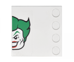 Tile, Modified 4 x 4 with Studs on Edge with Left Half The Joker Head on Transparent Background Pattern (Sticker) - Set 6857