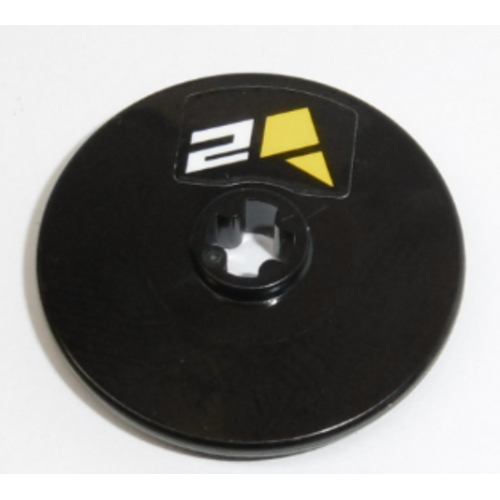 Technic, Disk 3 x 3 with White Number 2 and Yellow Polygons Pattern (Sticker) - Set 42095