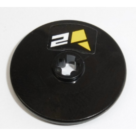 Technic, Disk 3 x 3 with White Number 2 and Yellow Polygons Pattern (Sticker) - Set 42095