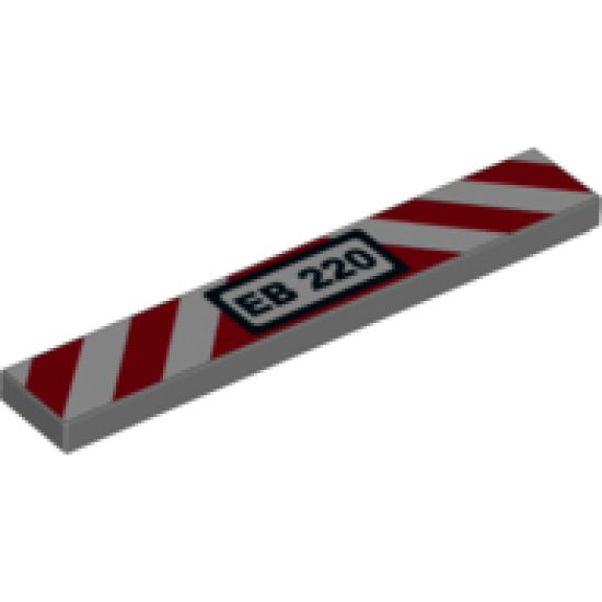 Tile 1 x 6 with 'EB 220' License Plate and Red and White Danger Stripes Pattern - Set 60220