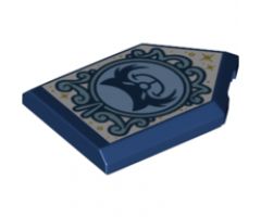 Tile, Modified 2 x 3 Pentagonal with Dark Blue Cat and White Background Pattern