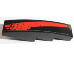 Slope, Curved 4 x 1 with Red Interrupted Stripe Pattern Model Right Side (Sticker) - Set 8864