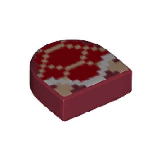 Tile, Round 1 x 1 Half Circle Extended (Stadium) with Pixelated Koopa Troopa Pattern