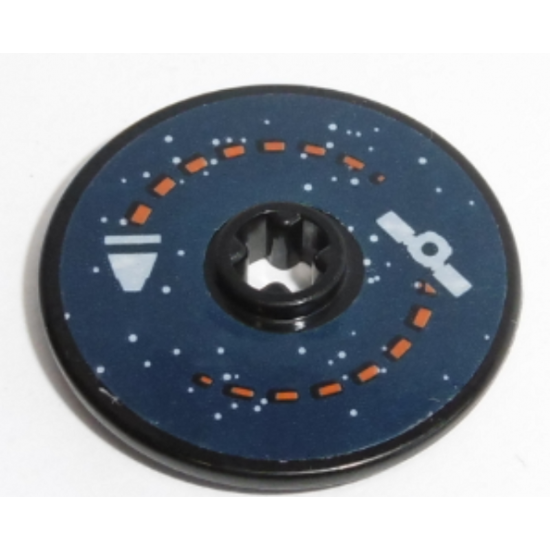 Technic, Disk 3 x 3 with Satellite and Rocket Orbit Pattern (Sticker) - Set 60228
