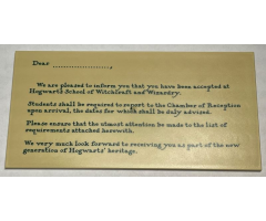 Tile 8 x 16 with Bottom Tubes with 'Dear ... We are pleased to inform you that you have been accepted at Hogwarts...' Acceptance Letter Pattern