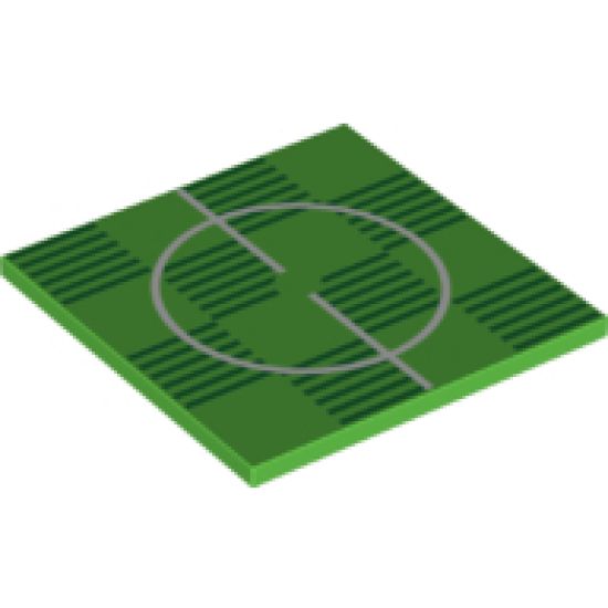 Tile 6 x 6 with Bottom Tubes with Soccer (Football) Pitch Center Circle Pattern