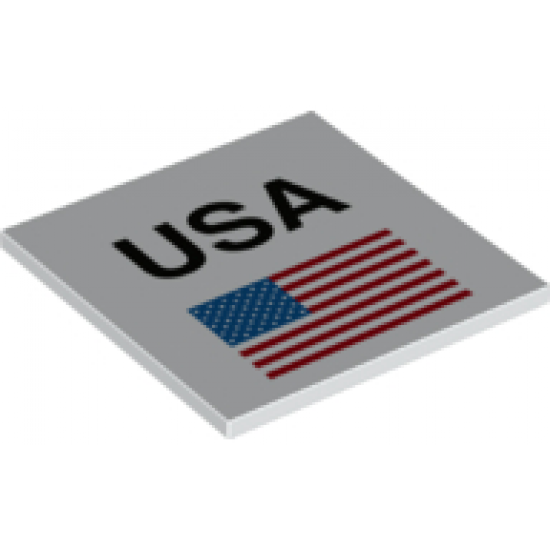 Tile 6 x 6 with Bottom Tubes with 'USA' and United States Flag Pattern