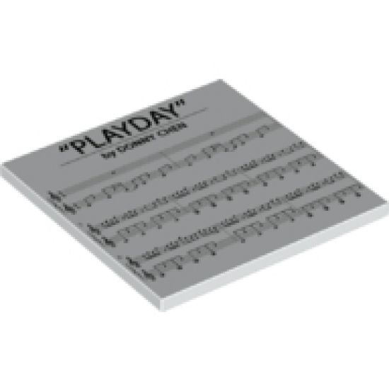 Tile 6 x 6 with Bottom Tubes with 'PLAYDAY', 'by DONNY CHEN' and Music Notes Pattern