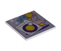 Tile 6 x 6 with Bottom Tubes with Minifigure and Washing Machine Pattern