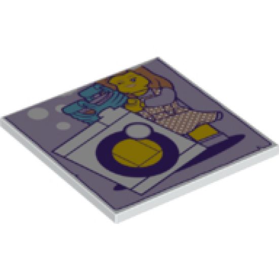 Tile 6 x 6 with Bottom Tubes with Minifigure and Washing Machine Pattern