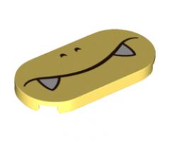 Tile, Round 2 x 4 Oval with Closed Mouth Frown, White Fangs and Nostrils Pattern (Boom Boom)