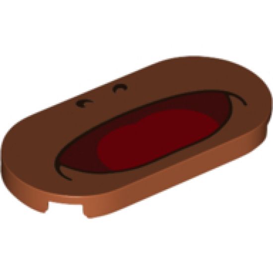 Tile, Round 2 x 4 Oval with Open Mouth, Red Tongue and Nostrils Pattern (Boss Sumo Bro)