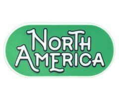 Tile, Round 2 x 4 Oval with Black Outline 'NORTH AMERICA' on Green Background Pattern