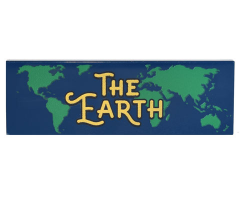 Tile 2 x 6 with Gold 'THE EARTH' and Green World Map Pattern