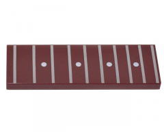 Tile 2 x 6 with Guitar Fretboard, Frets 14-22 with Fret Marker Inlays (10 Silver Lines and 4 White Dots) Pattern