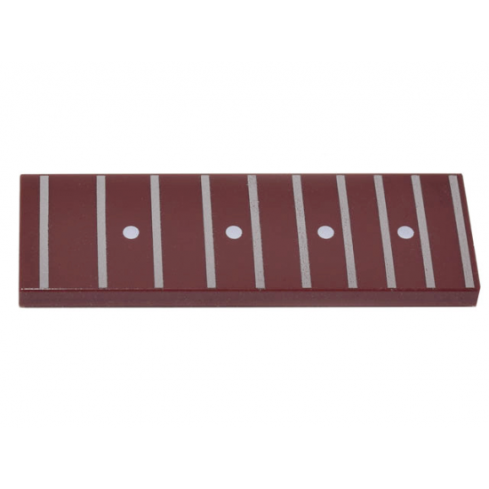 Tile 2 x 6 with Guitar Fretboard, Frets 14-22 with Fret Marker Inlays (10 Silver Lines and 4 White Dots) Pattern