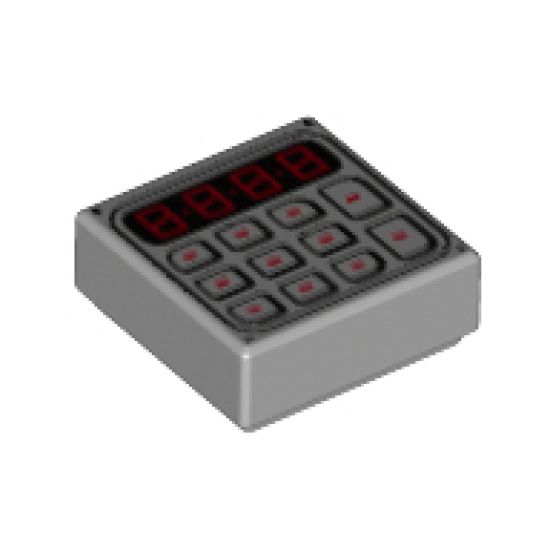 Tile 1 x 1 with Black and Red Digital Keypad Pattern