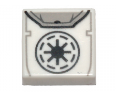 Tile 1 x 1 with Black SW Galactic Republic Symbol Backpack Pattern