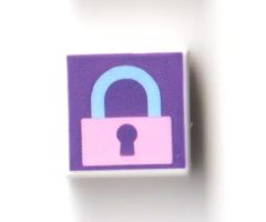 Tile 1 x 1 with Bright Pink Locked Padlock on Dark Purple Background Pattern