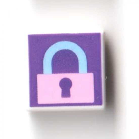 Tile 1 x 1 with Bright Pink Locked Padlock on Dark Purple Background Pattern