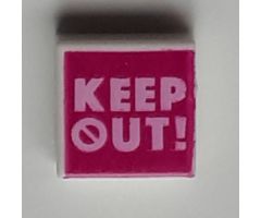 Tile 1 x 1 with Bright Pink 'KEEP OUT!' on Magenta Background Pattern