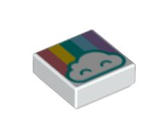 Tile 1 x 1 with Cloud and Pastel Rainbow Pattern