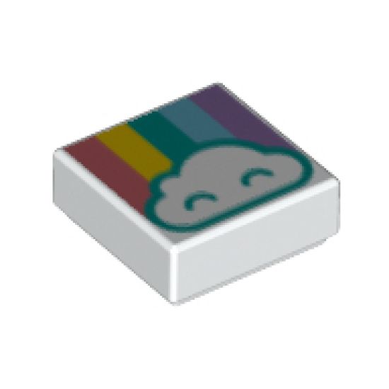 Tile 1 x 1 with Cloud and Pastel Rainbow Pattern