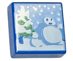 Tile 1 x 1 with Snowman and Snowy Tree Pattern (Super Mario Cool Mountain)