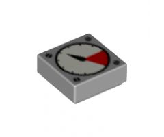 Tile 1 x 1 with White and Red Gauge, Black Thick Needle, and Screw Heads Pattern