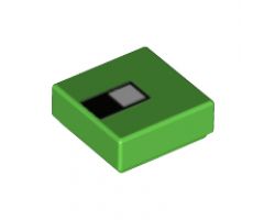 Tile 1 x 1 with White Square on Black Rectangle Pattern (Minecraft Turtle Pixelated Eye)