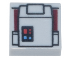 Tile 1 x 1 with Red and Blue Buttons and Backpack Pattern