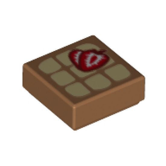 Tile 1 x 1 with Waffle and Strawberries Pattern