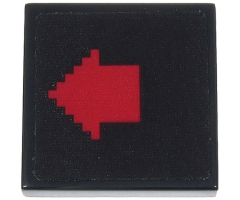 Tile 2 x 2 with Dark Red Arrow Pixelated on Black Background Pattern (Sticker) - Set 71712