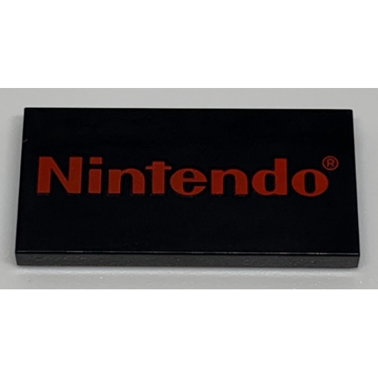 Tile 2 x 4 with Red 'Nintendo' Pattern